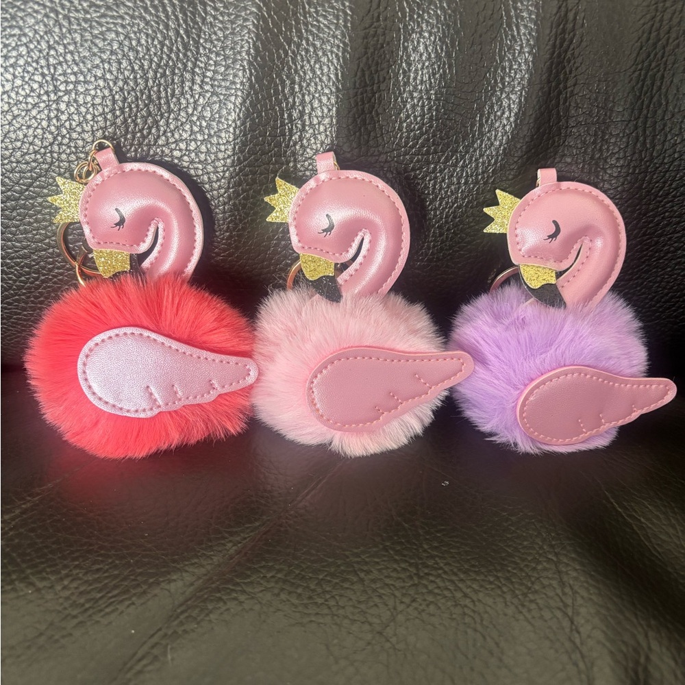 1 Cute Flamingo Pom-Pom Bag Charm Keychain - Pick 1